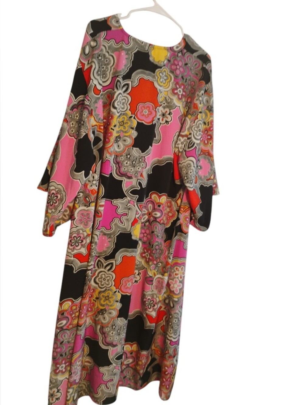 Natori Pink, Black & Yellow Floral-Print Dress